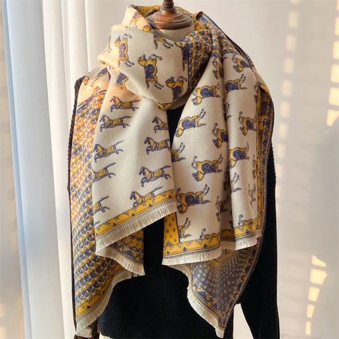 Color Blocking And Matching Cashmere Scarves For Women - ROUTINE FASHION
